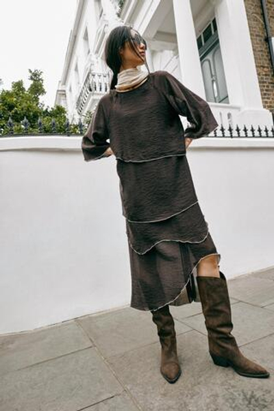 ПЛАТЬЕ МИДИ С ВОЛАНАМИ — ZARA