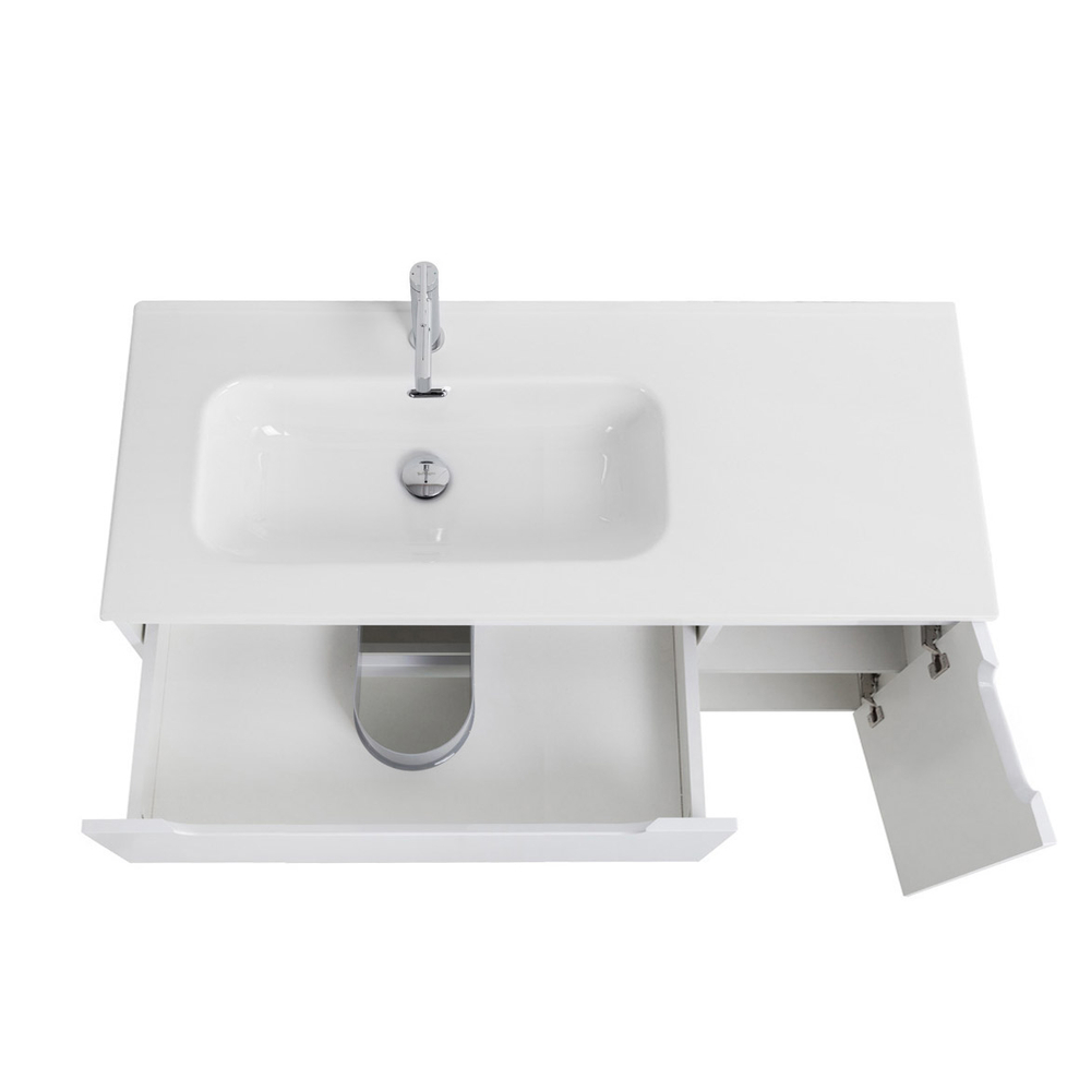 Подвесная тумба с раковиной BelBagno ETNA 120 Bianco Lucido левая, ETNA-1200-2C-1A-SO-BL-L + BB1200ETL-L