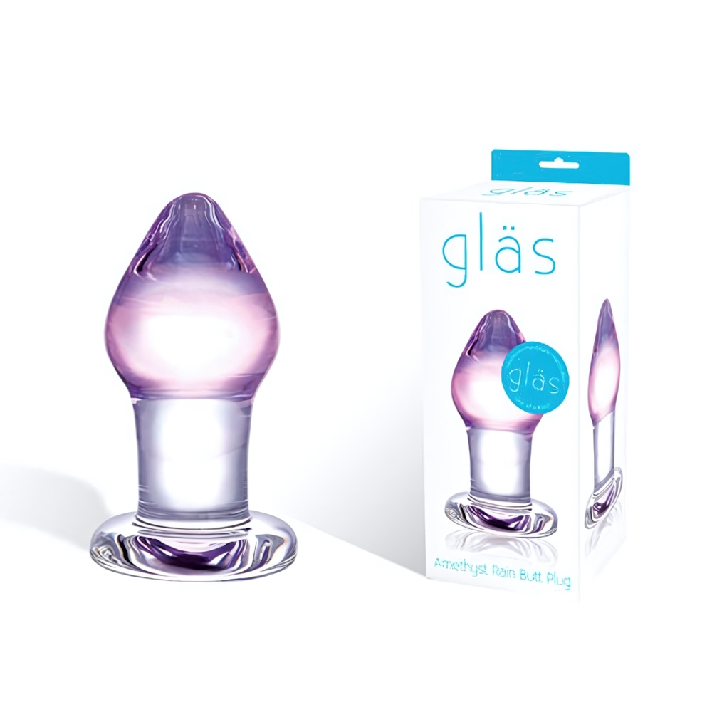 Классическая анальная пробка Amethyst Rain Small - 8 см. (Цвет: сиреневый)