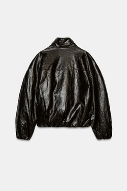 ZARA СТЕГАНАЯ КУРТКА «ПОД КОЖУ» — ZW COLLECTION, БУРГУНДИ