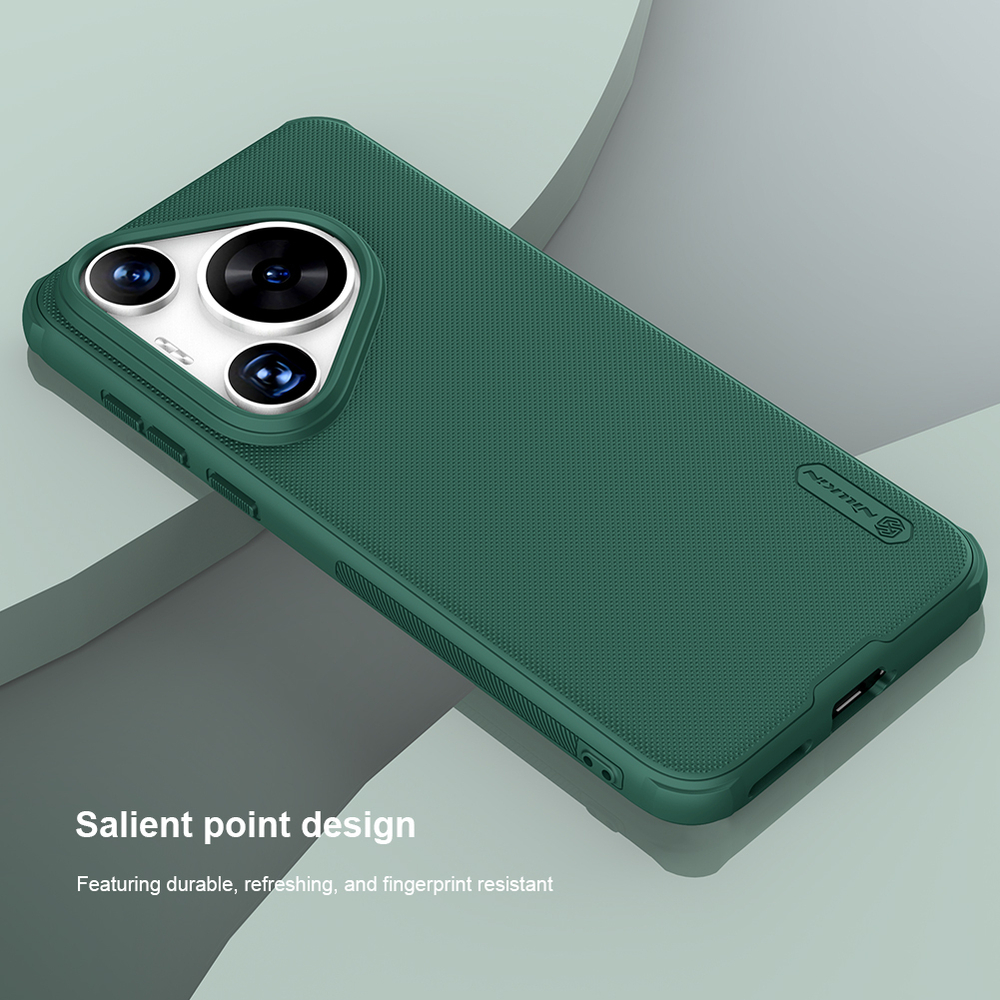 Чехол зеленого цвета (Deep Green) от Nillkin c поддержкой зарядки MagSafe для Huawei Pura 70 Pro и Pura 70 Pro+, серия Super Frosted Shield Pro Magnetic Case