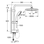 Душевая система GROHE Vitalio Start System 250, наружного монтажа, с переключателем, матовый чёрный (266802430)