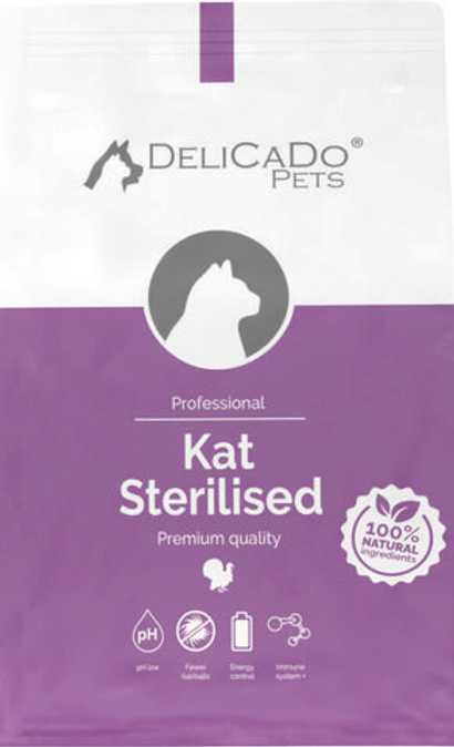 Сухой корм DeliCaDo Sterilised для стерилизованных кошек, с индейкой, 1.5 кг