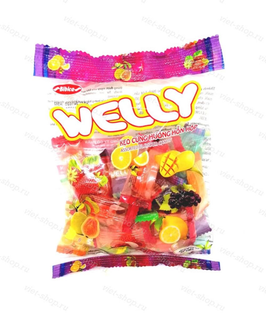 Карамель с фруктовыми вкусами,Welly, Вьетнам, 90 гр.