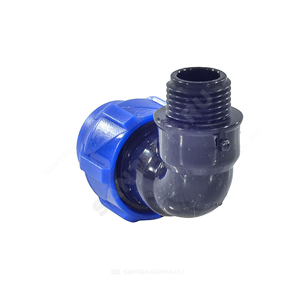 Отвод компрессионный ПЭ Дн 20х1/2"х90гр НР Ру16 VALFEX 1210012420012
