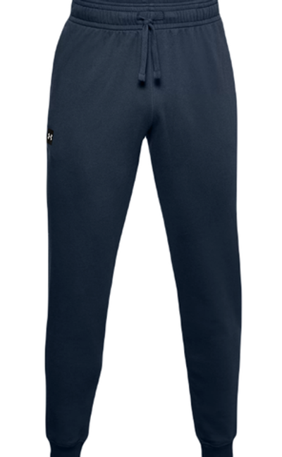 Мужские теннисные штаны Under Armour Rival Fleece Jogger - academy/onyx white