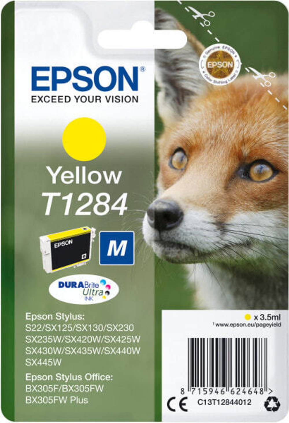 Epson Fox T1284 струйный картридж 1 шт Подлинный Желтый C13T12844022