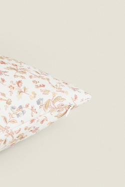 ZARA HOME ХЛОПКОВЫЙ ЧЕХОЛ ДЛЯ ДЕКОРАТИВНОЙ ПОДУШКИ С ЦВЕТОЧНЫМ УЗОРОМ, ЭКРЮ
