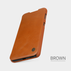 Кожаный чехол книжка коричневого цвета от Nillkin для Samsung Galaxy S21+, серия Qin Leather