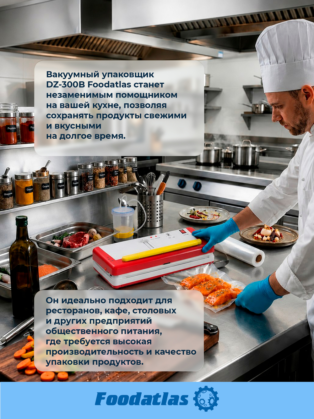 Вакуумный упаковщик c удалением жидкости DZ-300B Foodatlas Pro