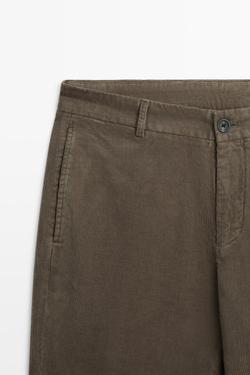 Massimo Dutti Зауженные вельветовые брюки, зеленый