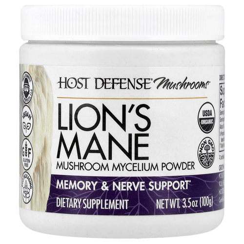 Host Defense, Host Defense® Mushrooms™, ежовик гребенчатый, порошок грибного мицелия, 100 г (3,5 унции)