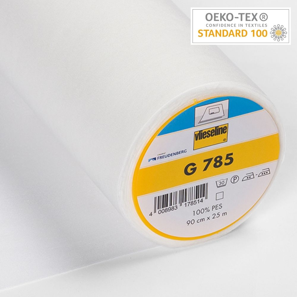 Флизелин клеевой тканый подкладочный G 785, белый, 53322962, Freudenberg, 25 м