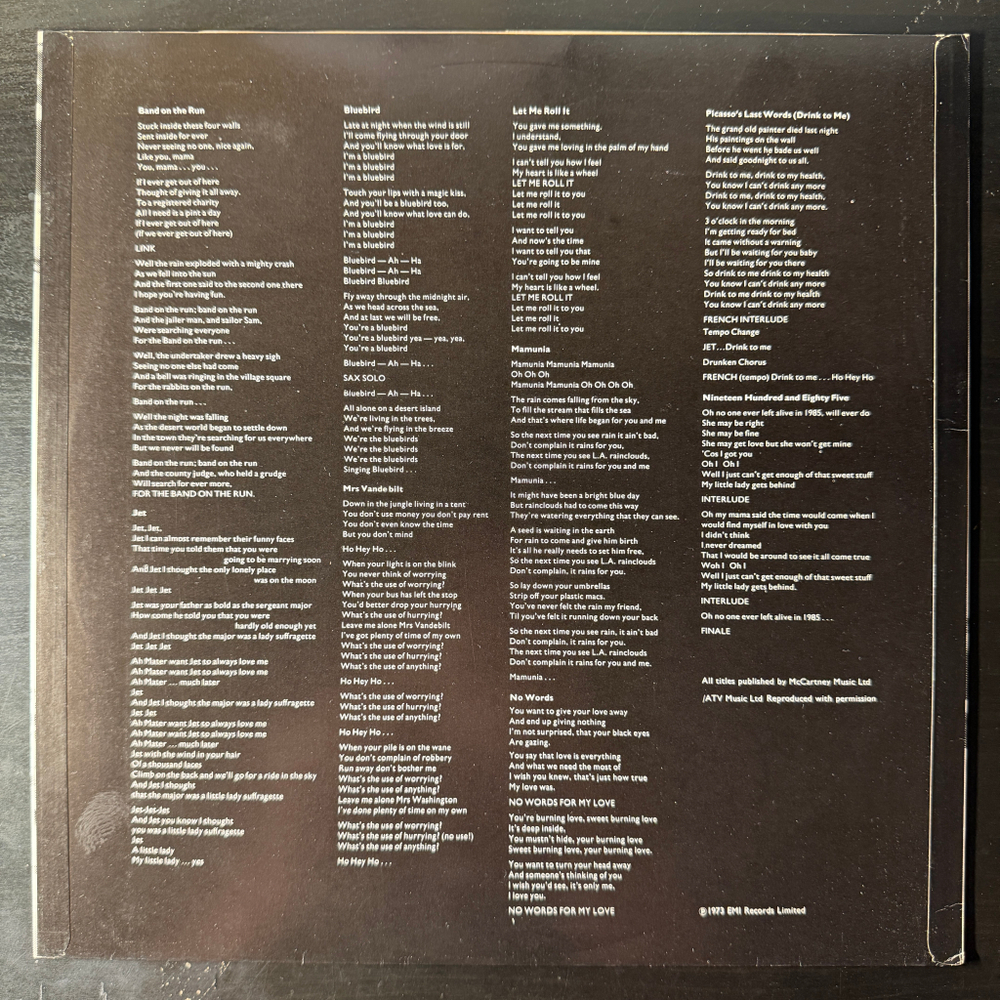 Paul McCartney & Wings – Band On The Run (Япония 1973г.) Т