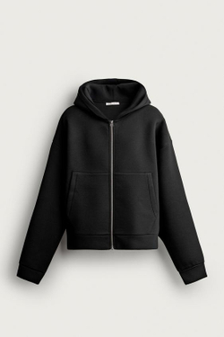 ZARA ХУДИ ИЗ ВЫСОКОТЕХНОЛОГИЧНОЙ ТКАНИ С МОЛНИЕЙ, ЧЕРНЫЙ