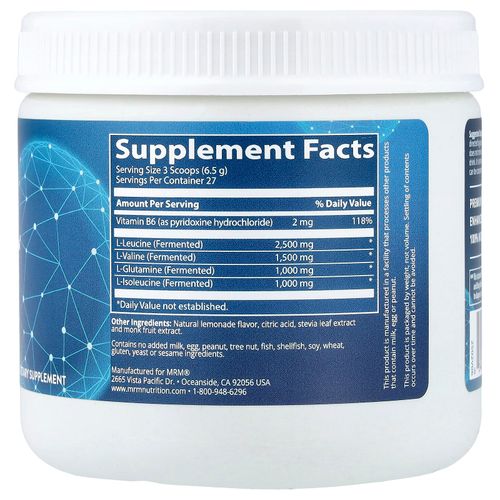 MRM Nutrition, BCAA+G™, добавка для восстановления мышц, со вкусом лимонада, 180 г (6,35 унции)