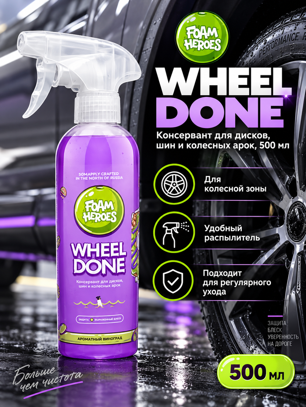 Foam Heroes Wheel Done консервант для дисков, шин и колесных арок, 500мл