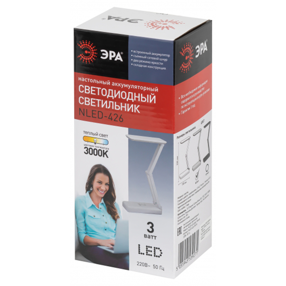 Св-к настольн. Эра NLED-426-3W-W белый