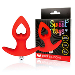 Анальная красная втулка со съемной вибропулей и отверстием в форме сердца Sweet Toys (Цвет: красный)