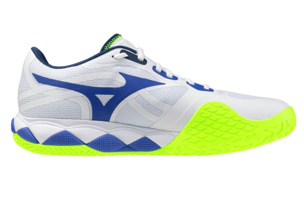 Теннисные кроссовки Mizuno Wave Enforce Tour 2 CC - white/dazzling blue/light yellow
