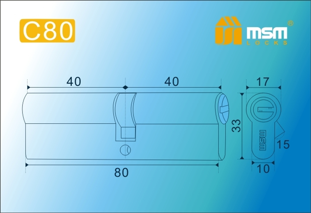 Цилиндровый механизм MSM C80 ключ/ключ  Арт.12774