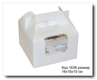 Коробка код 1638 с окном размер 16х16х10 см для кексов
