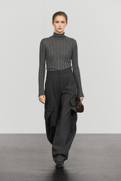 Massimo Dutti Фланелевые брюки-карго с вытачками, антрацитово-серый