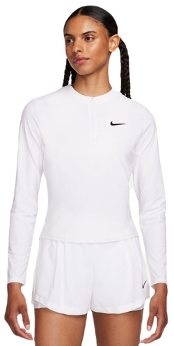 Женская теннисная футболка (dł. Рукава) Nike Court Advantage Dri-Fit 1/4-Zip Tennis Mid Layer - white/black