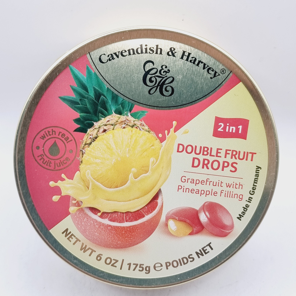 Конфеты леденцы Cavendish & Harvey Double Fruit Drops Grapefruit with pinapple filling Грейпфрут и ананас 175 г (из Финляндии)