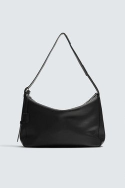 ZARA КОЖАНАЯ СУМКА, ЧЕРНЫЙ