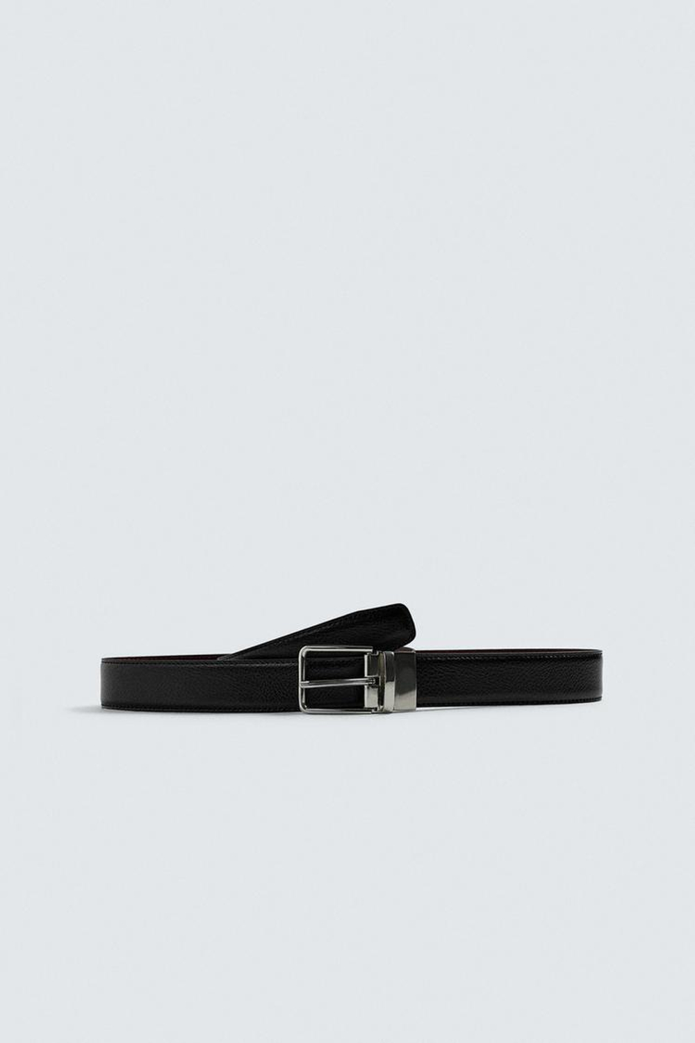 ZARA ДВУСТОРОННИЙ КОЖАНЫЙ РЕМЕНЬ, ЧЕРНЫЙ