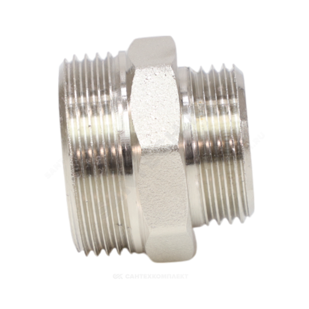 Ниппель латунь никель переходной Ду 32х25 (1 1/4"х1") НР VALFEX VF.580.N.114.100