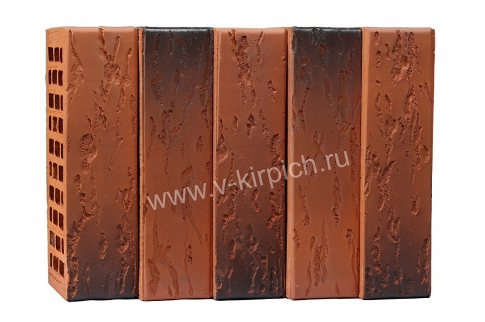 Кирпич лицевой Воротынский одинарный красный, флеш руст