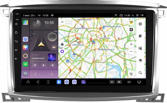 Магнитола для Toyota Land Cruiser 100, Lexus LX470 2002-2007 (климат на цветном экране) - Kuberg QLed, Android 13, Быстрейшая, CarPlay, SIM-слот