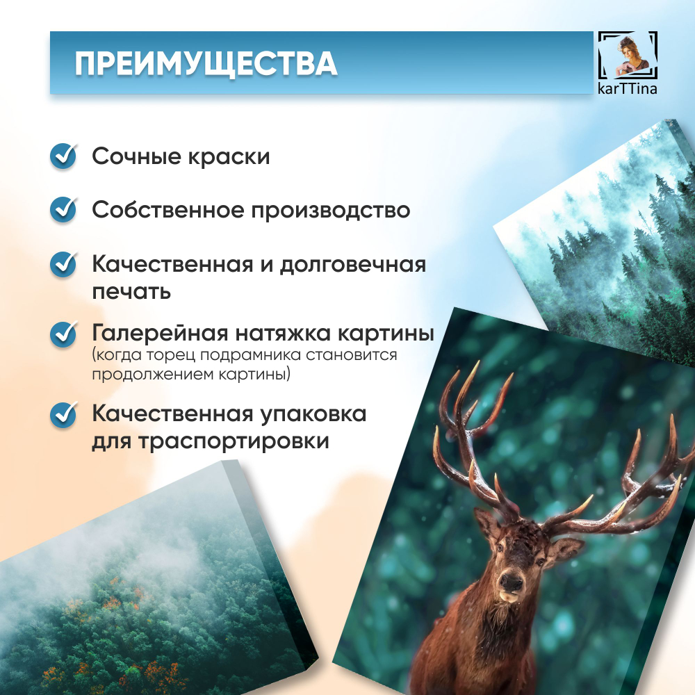 Модульная интерьерная картина на холсте с подрамником из 6 шт., 120х80 см. Крепление в подарок.