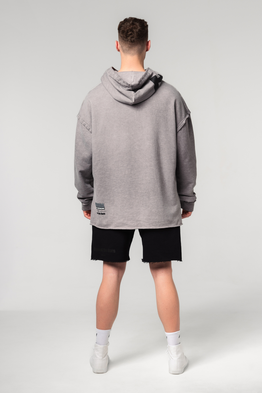 Кофта WASHED-OFF OVERSIZED PULLOVER HOODIE NO BS 371 Светло-Серая