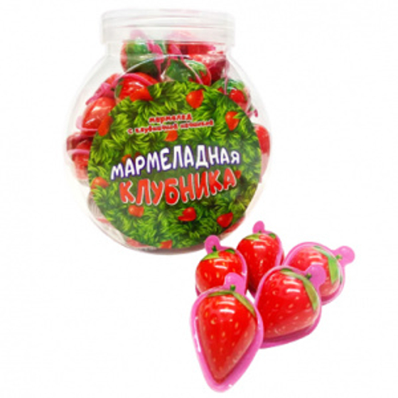 Мармелад МАРМЕЛАДНАЯ КЛУБНИКА с нач. в банке 10г *50шт (12бл)