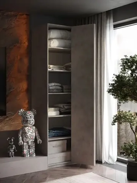 Шкаф распашной Soho Push to Move, серый, с полками, 81 см