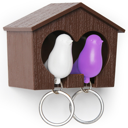 Держатель для ключей duo sparrow, коричневый/белый/фиолетовый