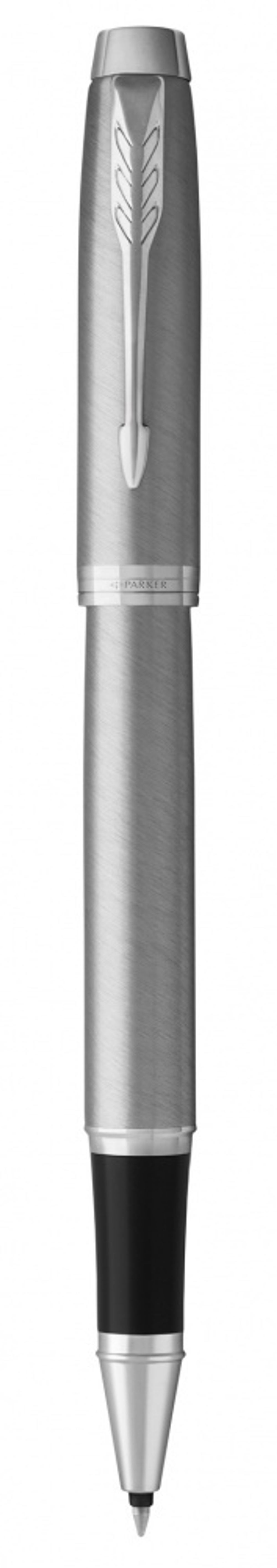 Ручка-роллер Parker IM Stainless Steel CT, стержень: F, цвет чернил: black, в подарочной упаковке.