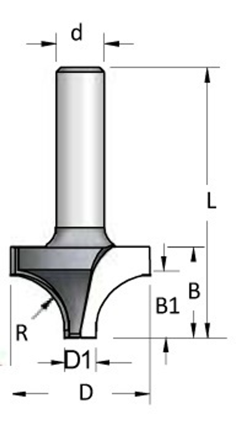 Фреза радиусная врезная R19 D50,8 B38 хвостовик 12 RV19002