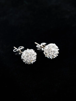 Серьги Серебряные шарики с кристаллами Swarovski