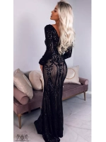 шикарное черное макси платье с пайетками + plus size