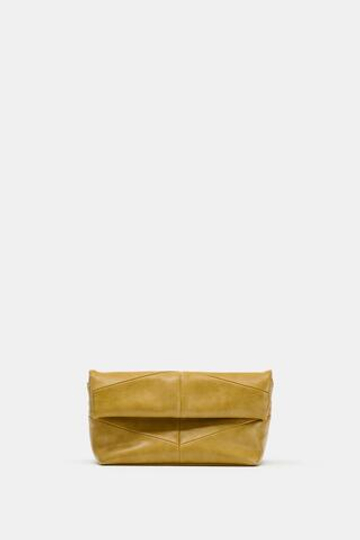 ZARA СТЕГАНАЯ СУМКА-КОНВЕРТ, ЗЕЛЕНЫЙ ХАКИ