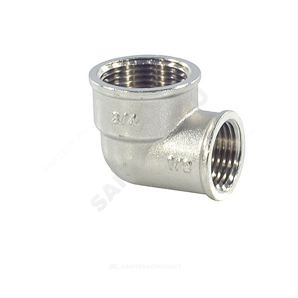 Угольник латунь никель переходной Ду 20х15 (3/4"х1/2") ВР/ВР SantechSystems