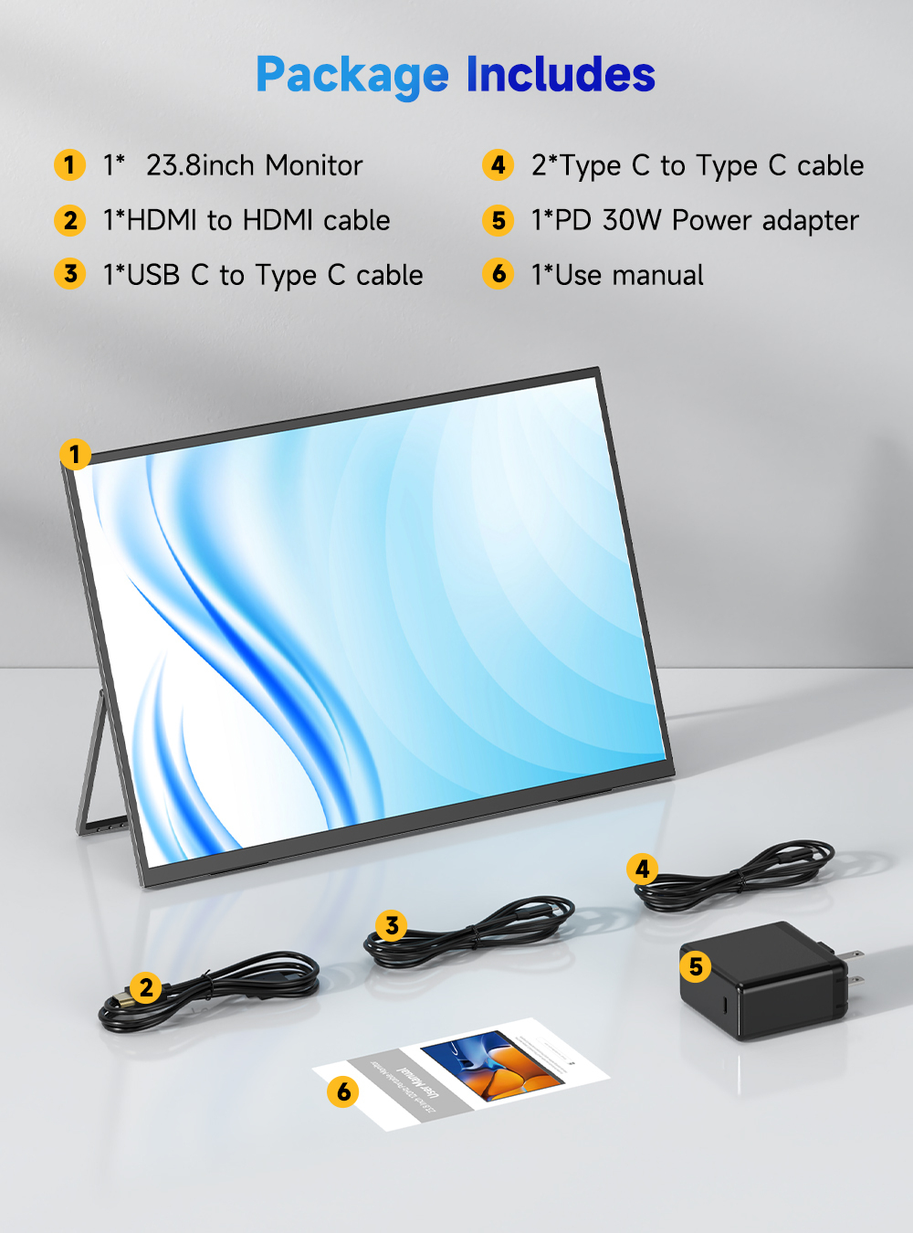 23.8" Портативный сенсорный монитор Umax22 Pro Touch UPERFECT FHD 1920x1080, 120 Гц, IPS