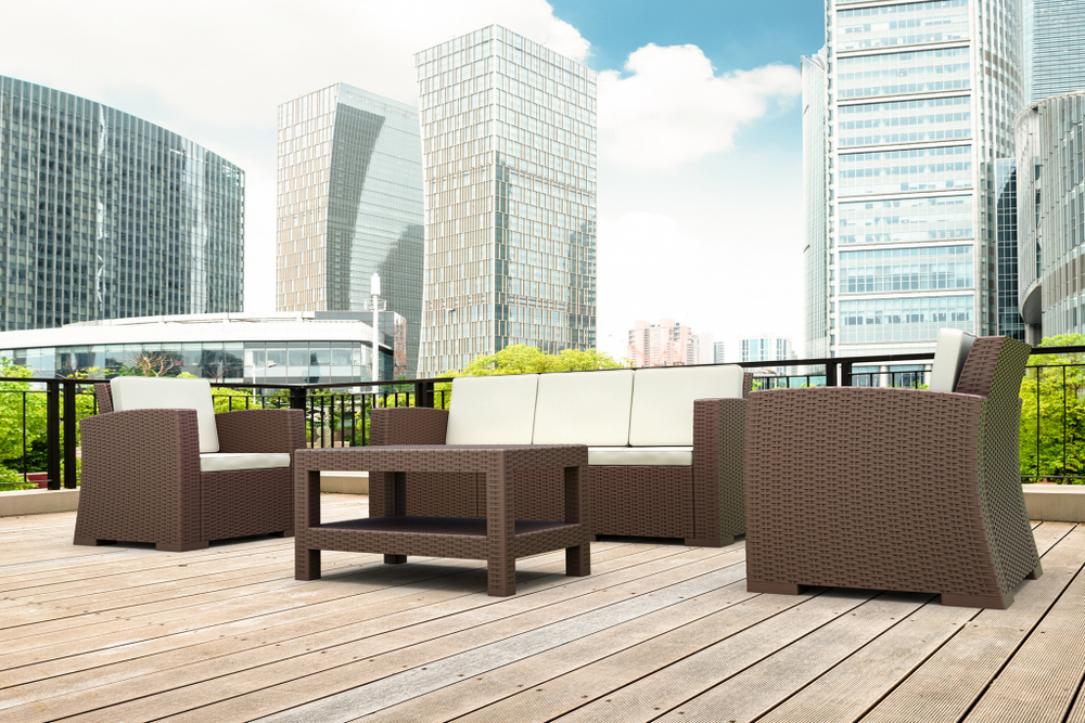 Комплект пластиковой плетеной мебели Siesta Contract Monaco Lounge Set XL, коричневый