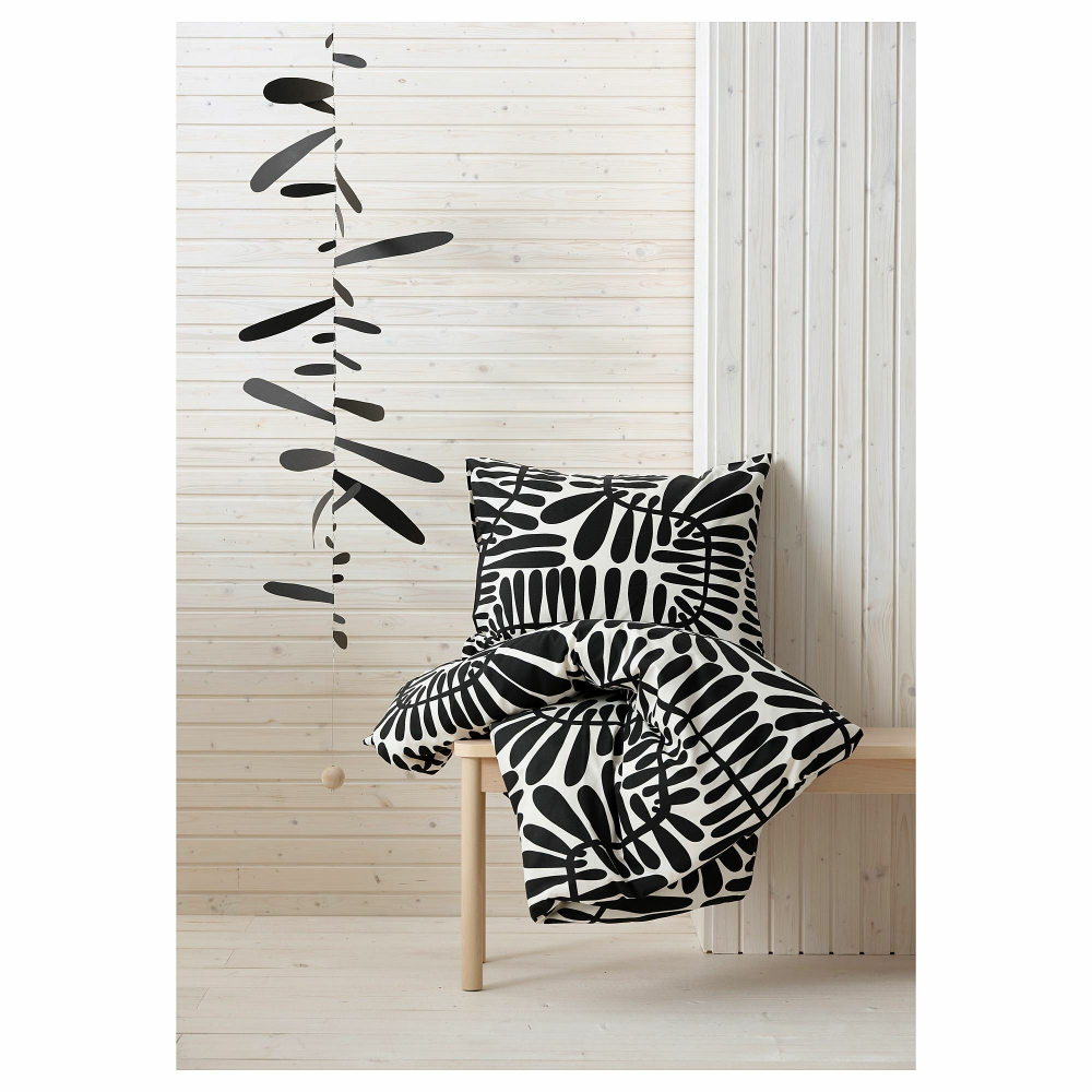 Комплект постельного белья IKEA MAJSMOTT (МЕЙДЖСМОТТ), Двуспальный, Черно-белый, 240x220, 50x80 см