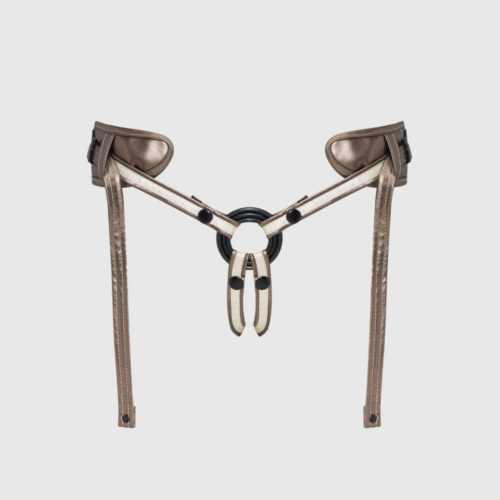 Пояс для страпона Strap-on-me LEATHERETTE HARNESS DESIROUS - NEW DESIGN, бронзовый