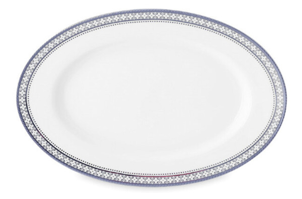Блюдо овальное 32см Noritake Трефолио с платиновым кантом